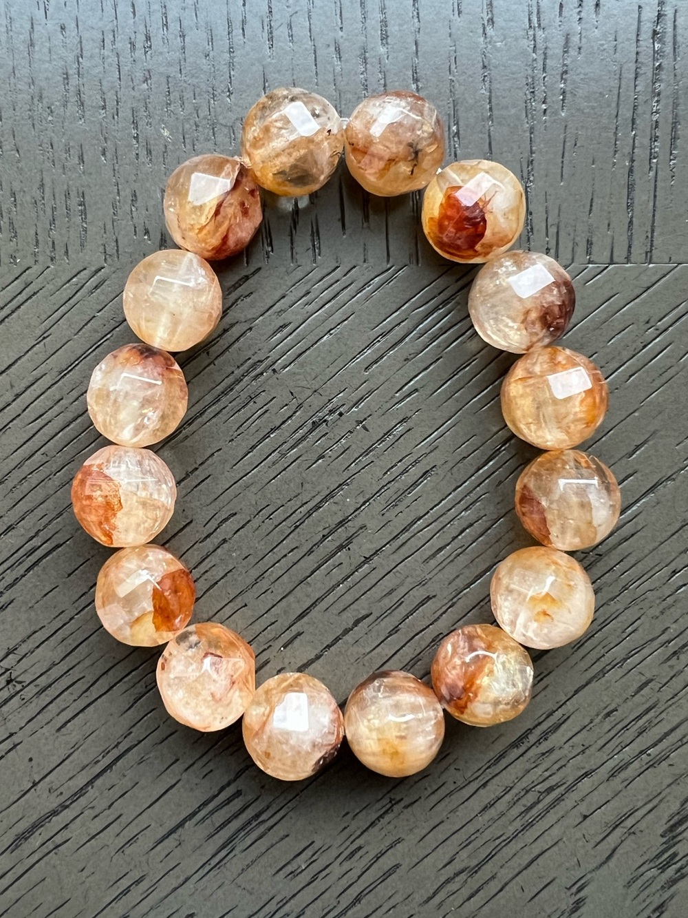 Faceted Fire quartz bracelet 12-13mm SIZE 7’